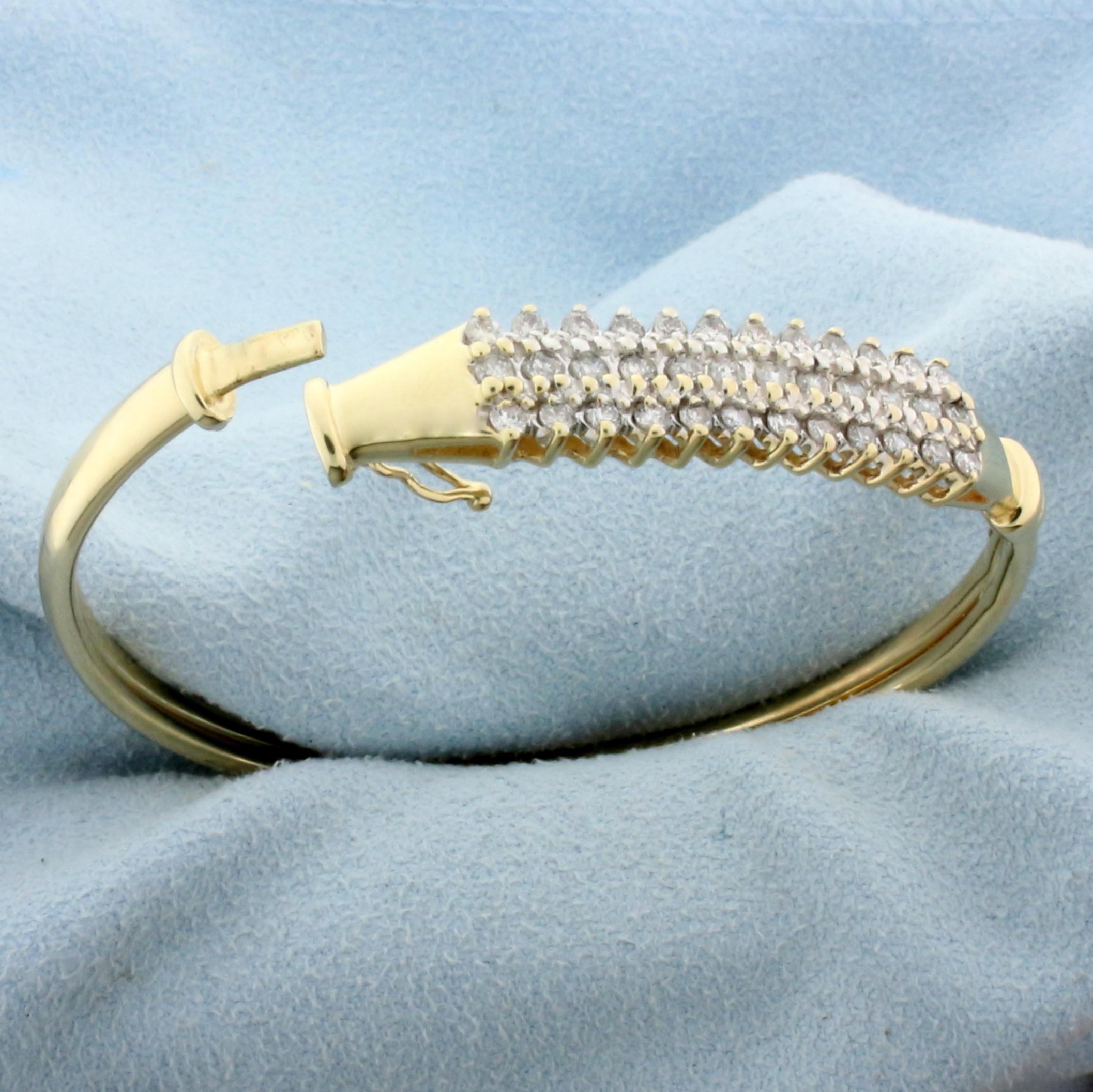 1ct Tw Diamond Bangle Bracelet For Small Wrist Or Child In 14k Yellow Gold