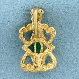 Natural Emerald Pendant In 10k Yellow And Rose Gold