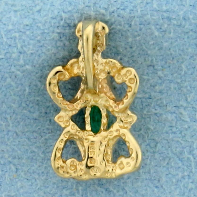 Natural Emerald Pendant In 10k Yellow And Rose Gold