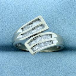 1ct Tw Diamond Baguette Bypass Ring In 10k White Gold