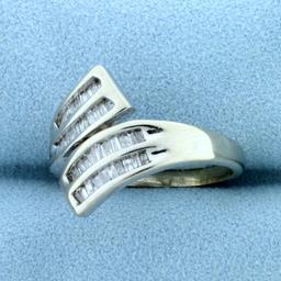 1ct Tw Diamond Baguette Bypass Ring In 10k White Gold