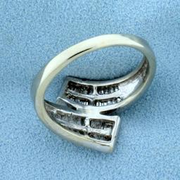 1ct Tw Diamond Baguette Bypass Ring In 10k White Gold