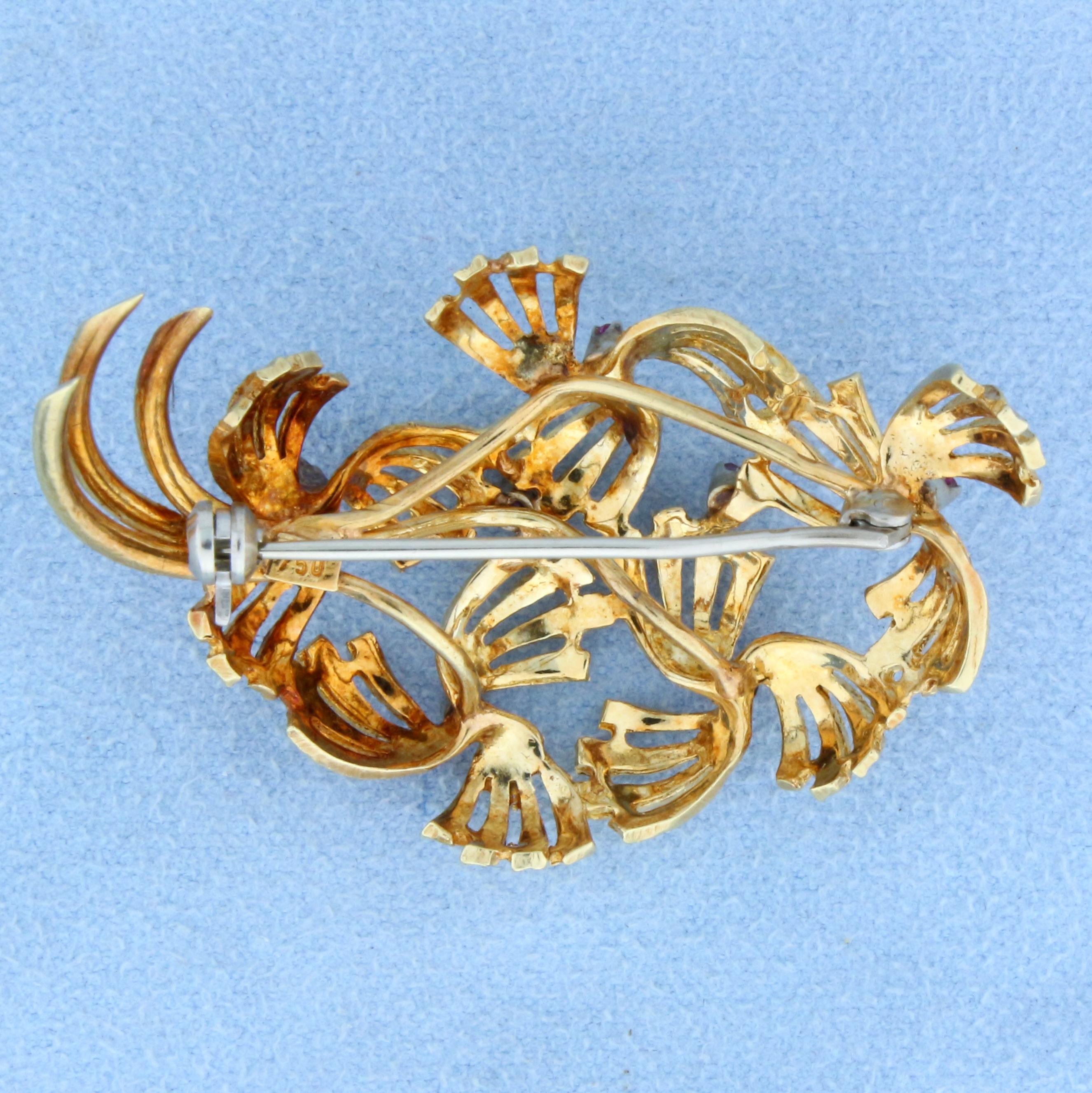 Antique 18k Gold Ruby Pin