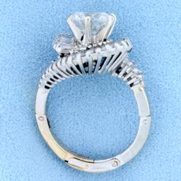 Vintage 4ct Tw Diamond Ring With Hinged Arthritic Shank