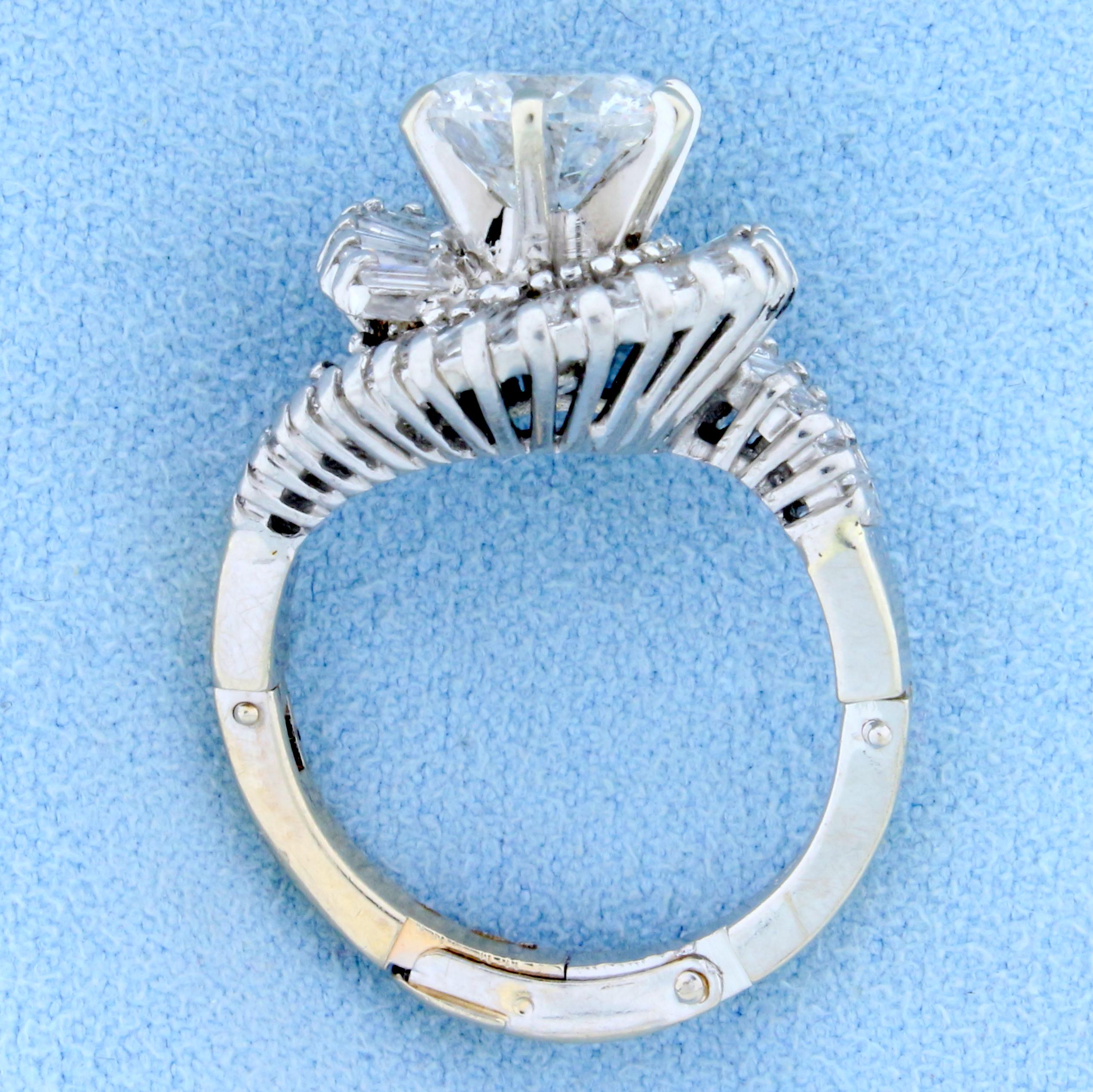 Vintage 4ct Tw Diamond Ring With Hinged Arthritic Shank