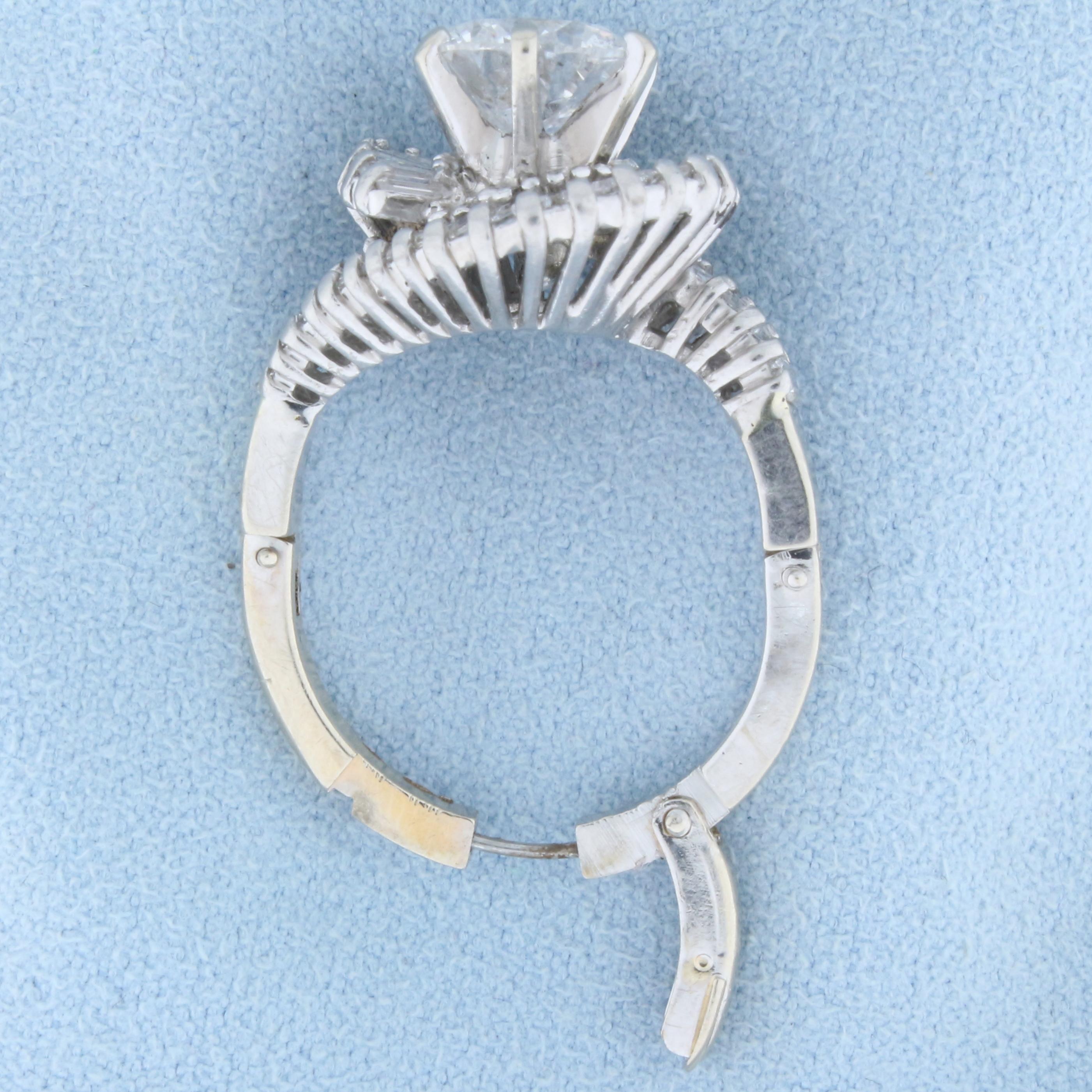 Vintage 4ct Tw Diamond Ring With Hinged Arthritic Shank