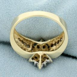 Vintage 1ct Tw Diamond Cluster Ring In 10k Yellow Gold