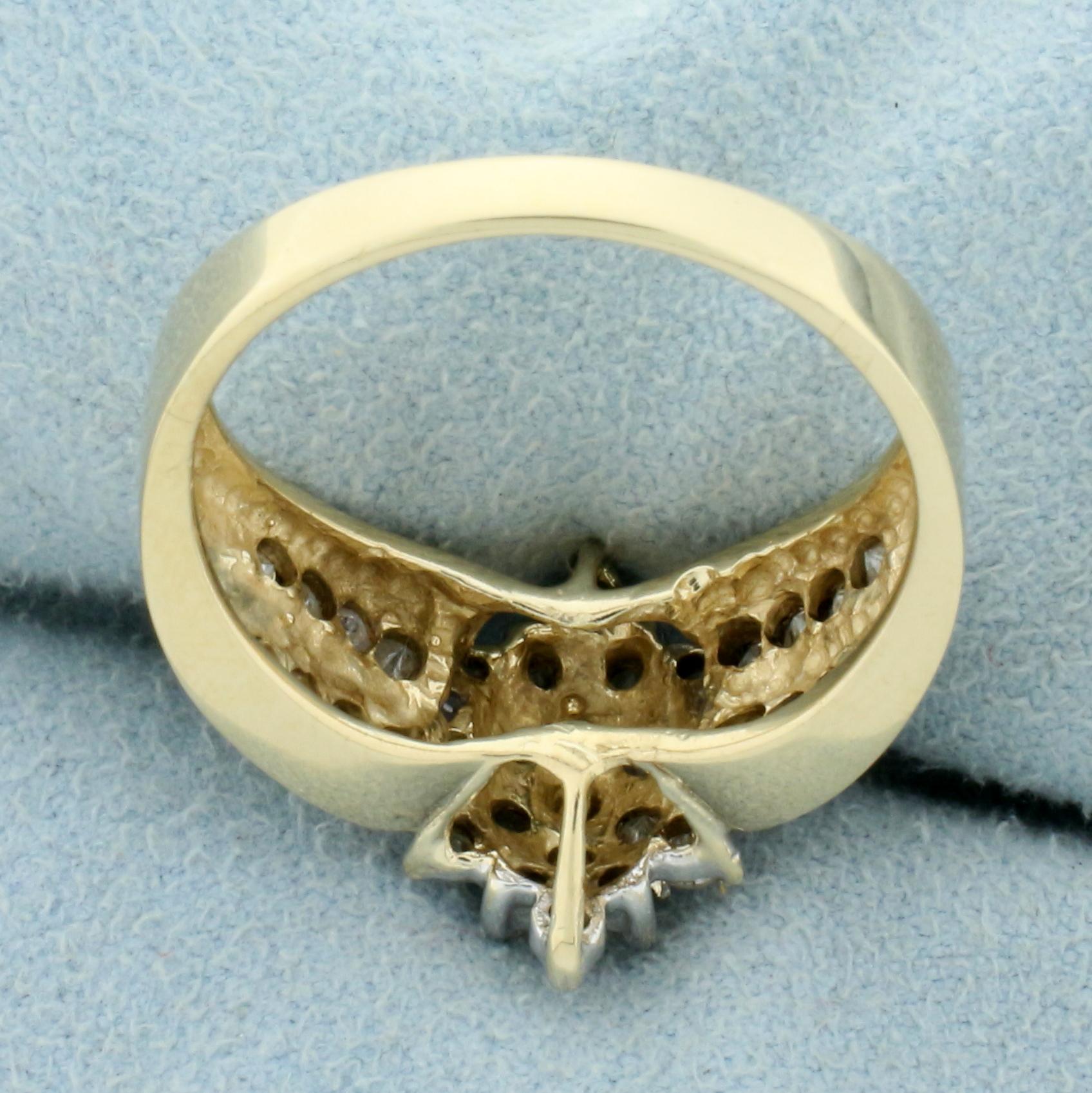 Vintage 1ct Tw Diamond Cluster Ring In 10k Yellow Gold