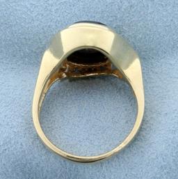 Vintage 3/4ct Tw Diamond And Onyx Evil Eye Ring In 14k Yellow Gold