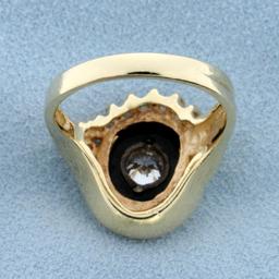 Vintage 3/4ct Tw Diamond And Onyx Evil Eye Ring In 14k Yellow Gold