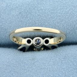 1.5ct Tw Three Stone Sapphire And Diamond Ring In 14k Yellow And White Gold