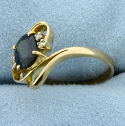 Chrome Tourmaline And Diamond Ring In 14k Yellow Gold