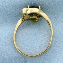 Chrome Tourmaline And Diamond Ring In 14k Yellow Gold