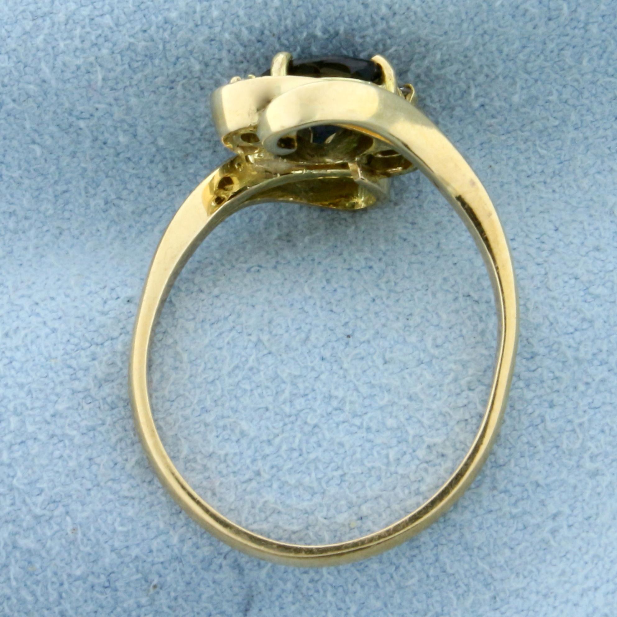 Chrome Tourmaline And Diamond Ring In 14k Yellow Gold