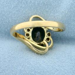 Chrome Tourmaline And Diamond Ring In 14k Yellow Gold