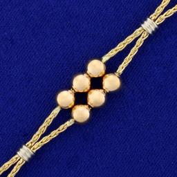 Foxtail Link And Bead Bracelet In 18k Yellow, White, And Rose Gold