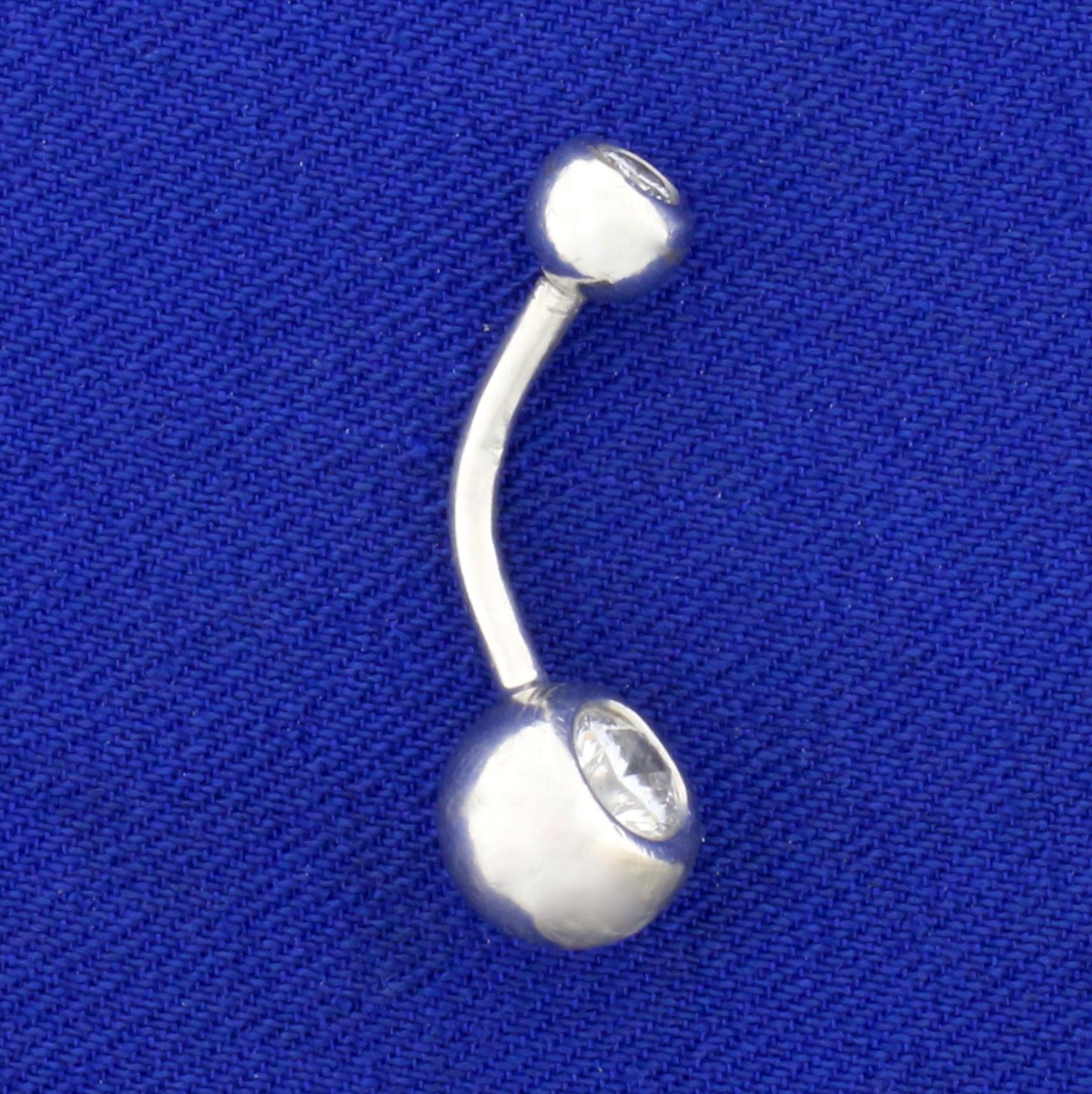 1/2ct Tw Diamond Belly Button Ring In 14k White Gold