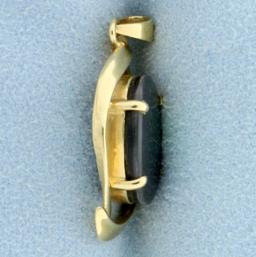 Natural Aaa Quality Ammolite Pendant In 18k Yellow Gold