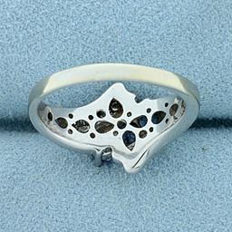 Over 1/2ct Tw Synthetic Tanzanite And Diamond Ring In 14k White Gold