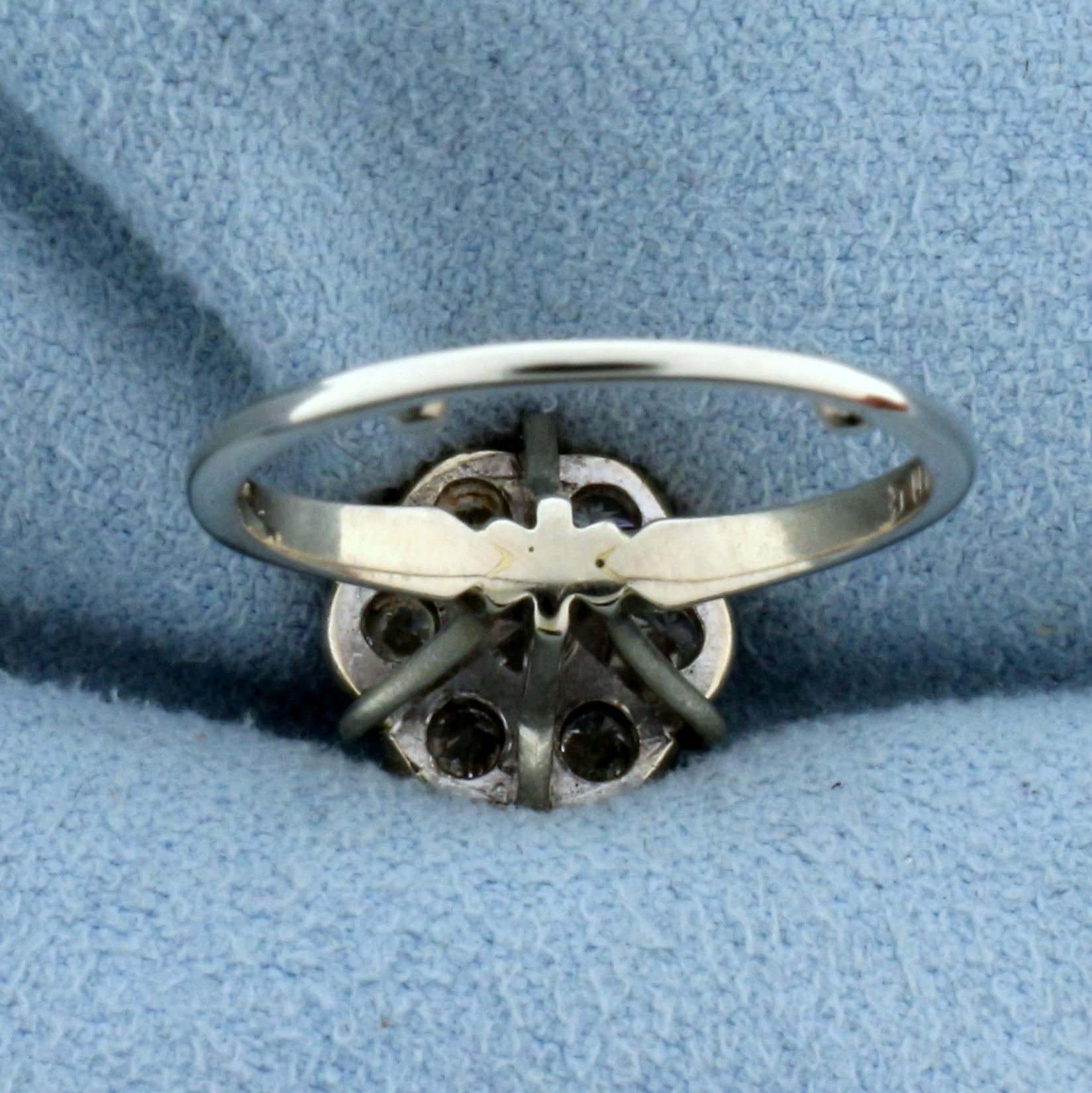 1ct Tw Diamond Vintage Cluster Ring In 14k White Gold