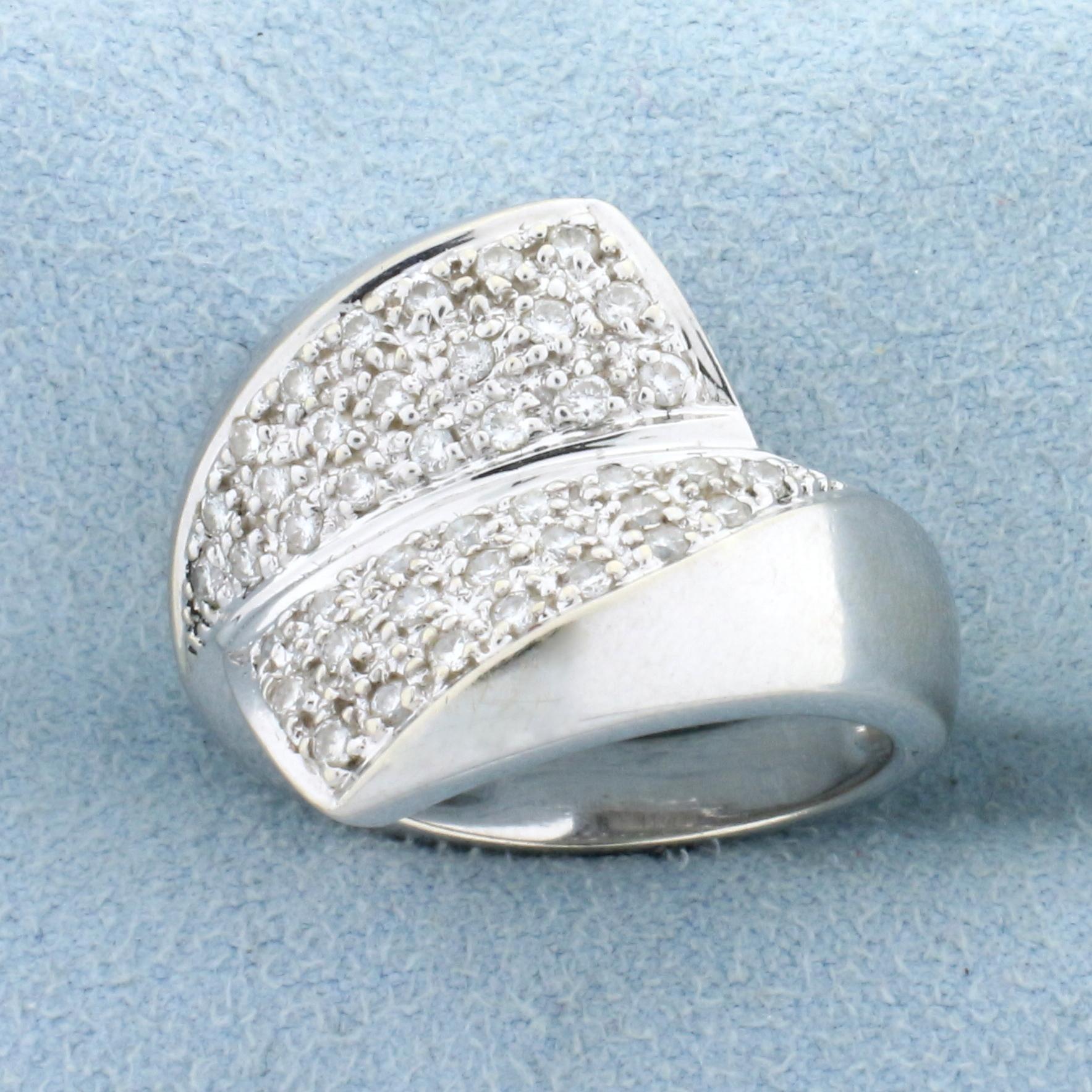 1/2ct Tw Diamond Bypass Style Ring In 14k White Gold