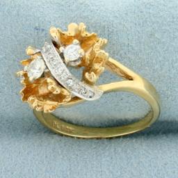 Designer 1/3ct Tw Diamond Ring In 14k Yellow And White Gold