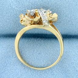 Designer 1/3ct Tw Diamond Ring In 14k Yellow And White Gold