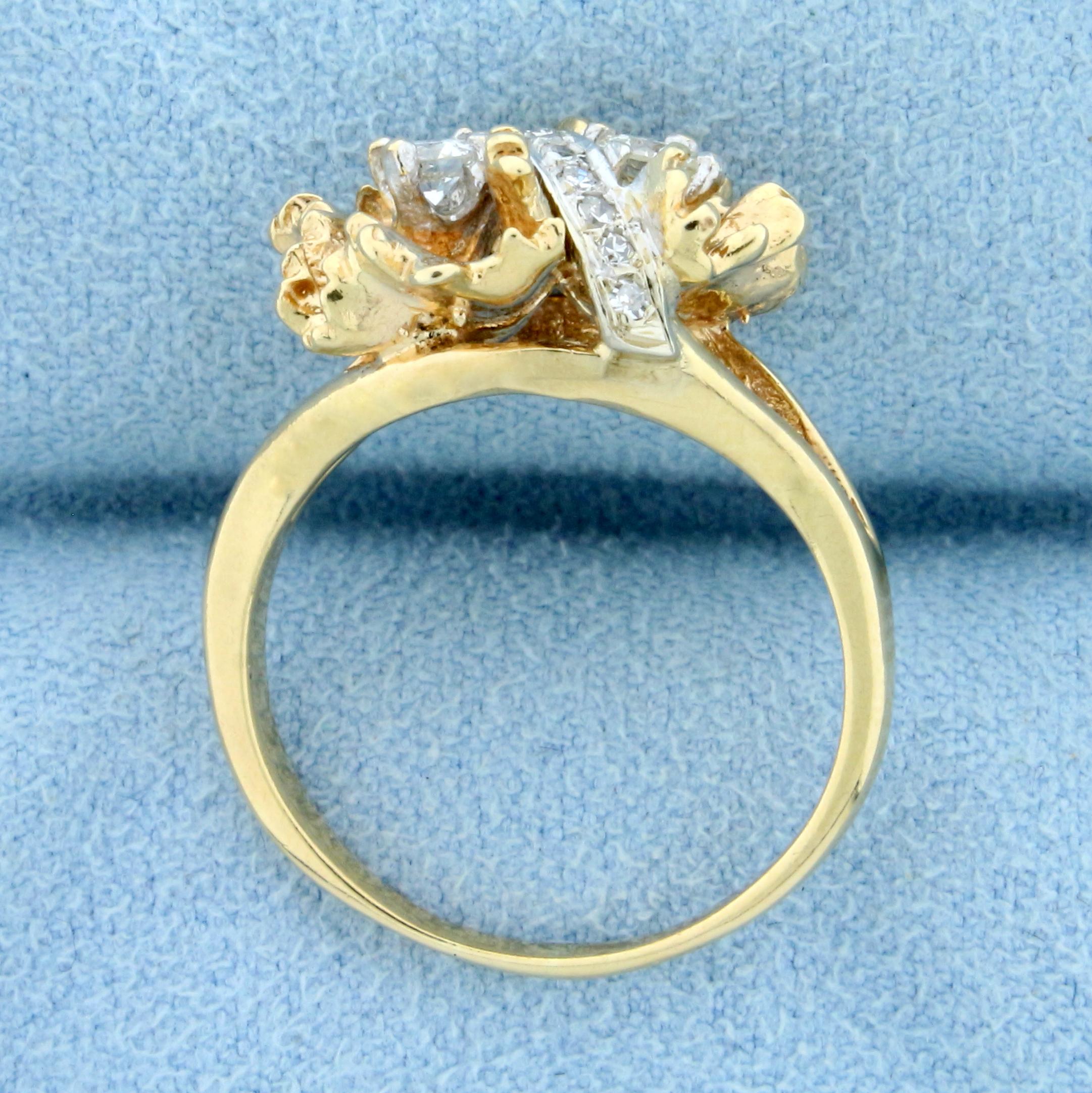 Designer 1/3ct Tw Diamond Ring In 14k Yellow And White Gold