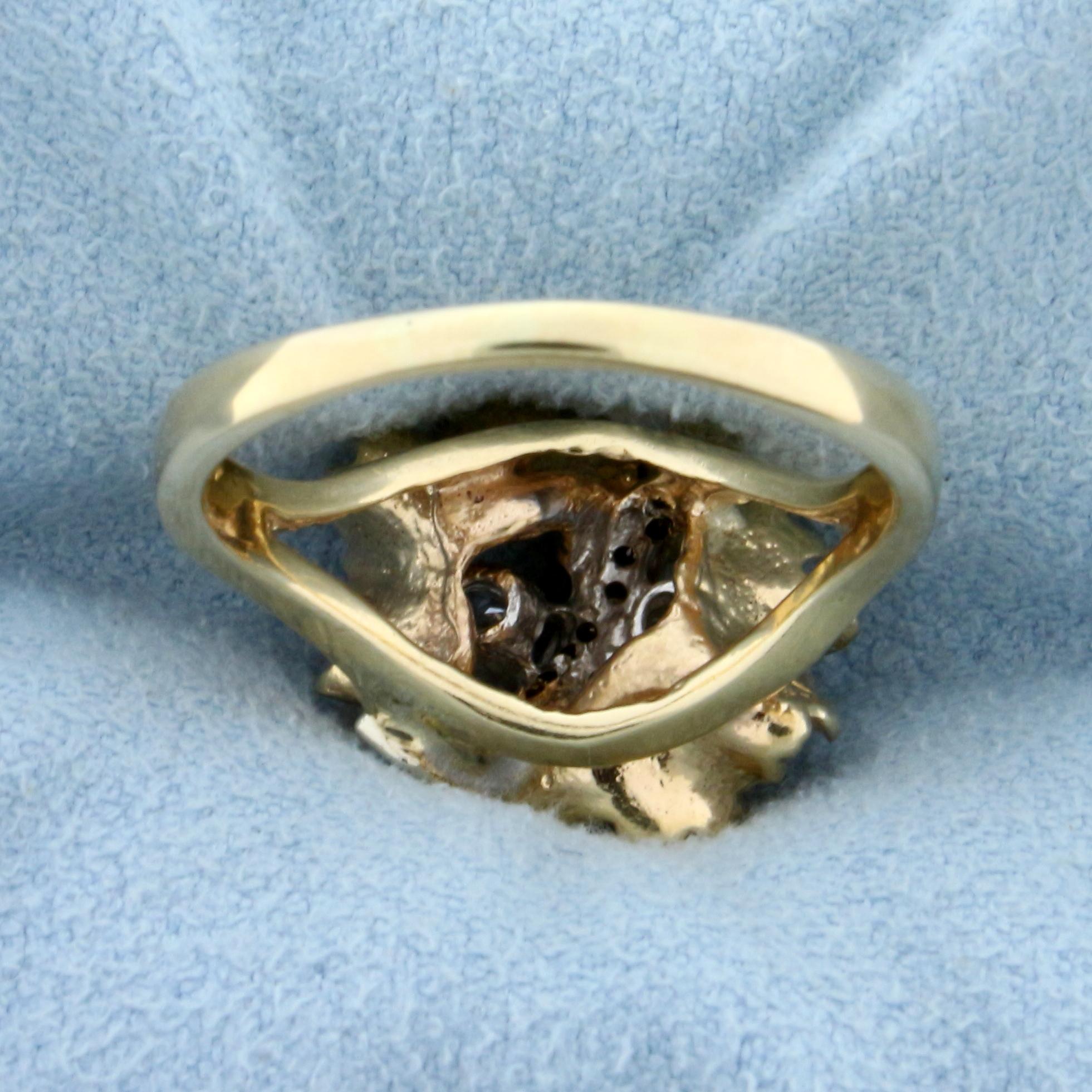 Designer 1/3ct Tw Diamond Ring In 14k Yellow And White Gold