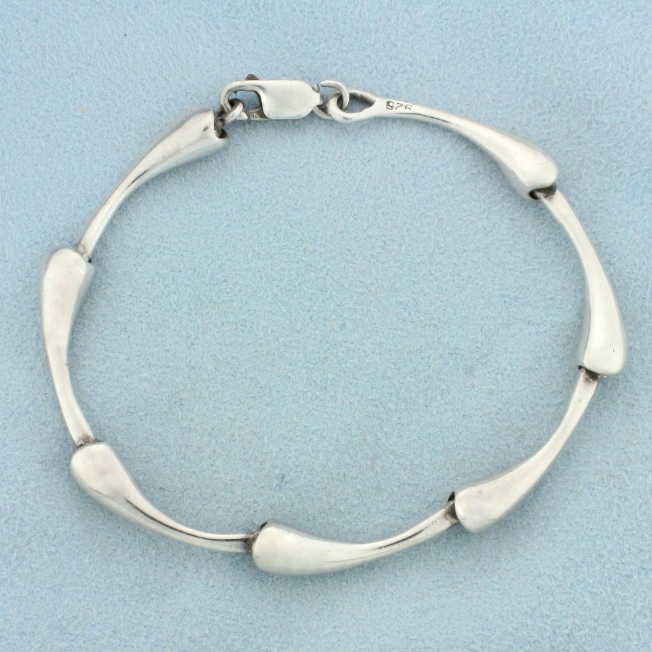 Designer Abstract Link Bracelet In Sterling Silver