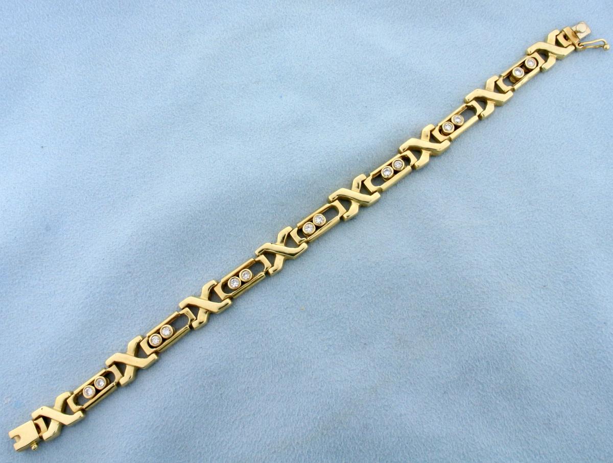 Unique 1ct Tw Sliding Diamond Designer Bracelet In 14k Yellow Gold