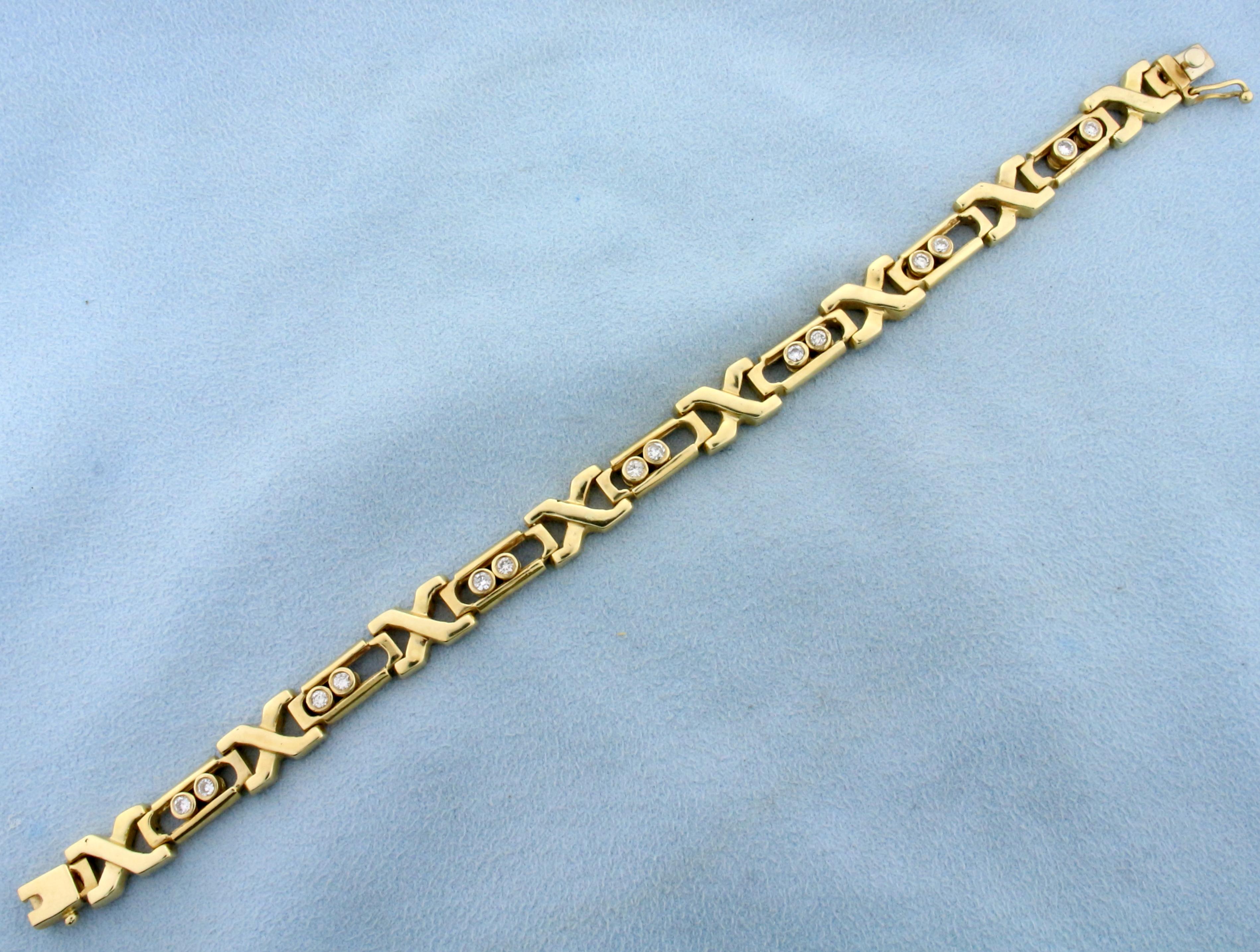 Unique 1ct Tw Sliding Diamond Designer Bracelet In 14k Yellow Gold