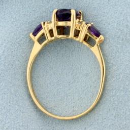 2ct Tw Amethyst And Diamond Ring In 14k Yellow Gold