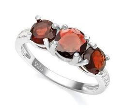 Classic Garnet 3-stone Ring In Sterling Silver