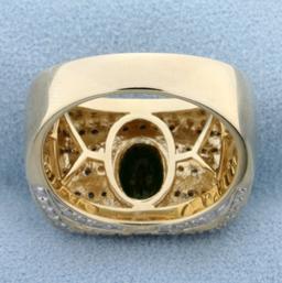 Vintage 2ct Tw Chrome Tourmaline And Diamond Ring In 14k Yellow Gold