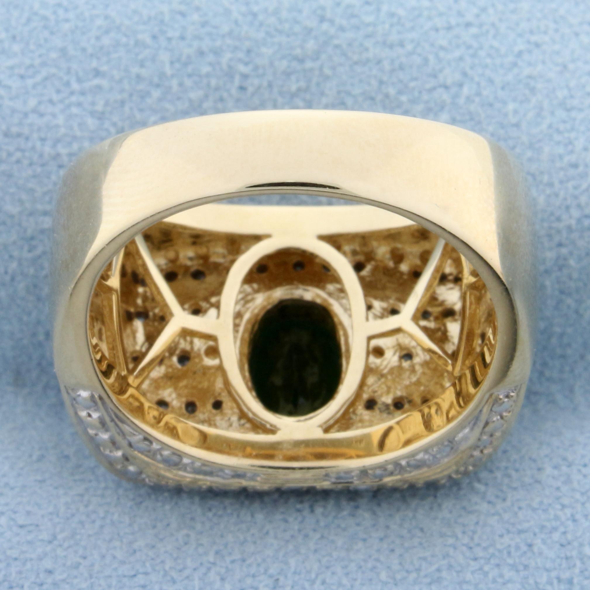 Vintage 2ct Tw Chrome Tourmaline And Diamond Ring In 14k Yellow Gold
