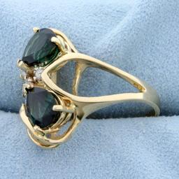 Over 2ct Chrome Tourmaline And Diamond Ring In 14k Yellow Gold