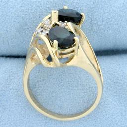 Over 2ct Chrome Tourmaline And Diamond Ring In 14k Yellow Gold