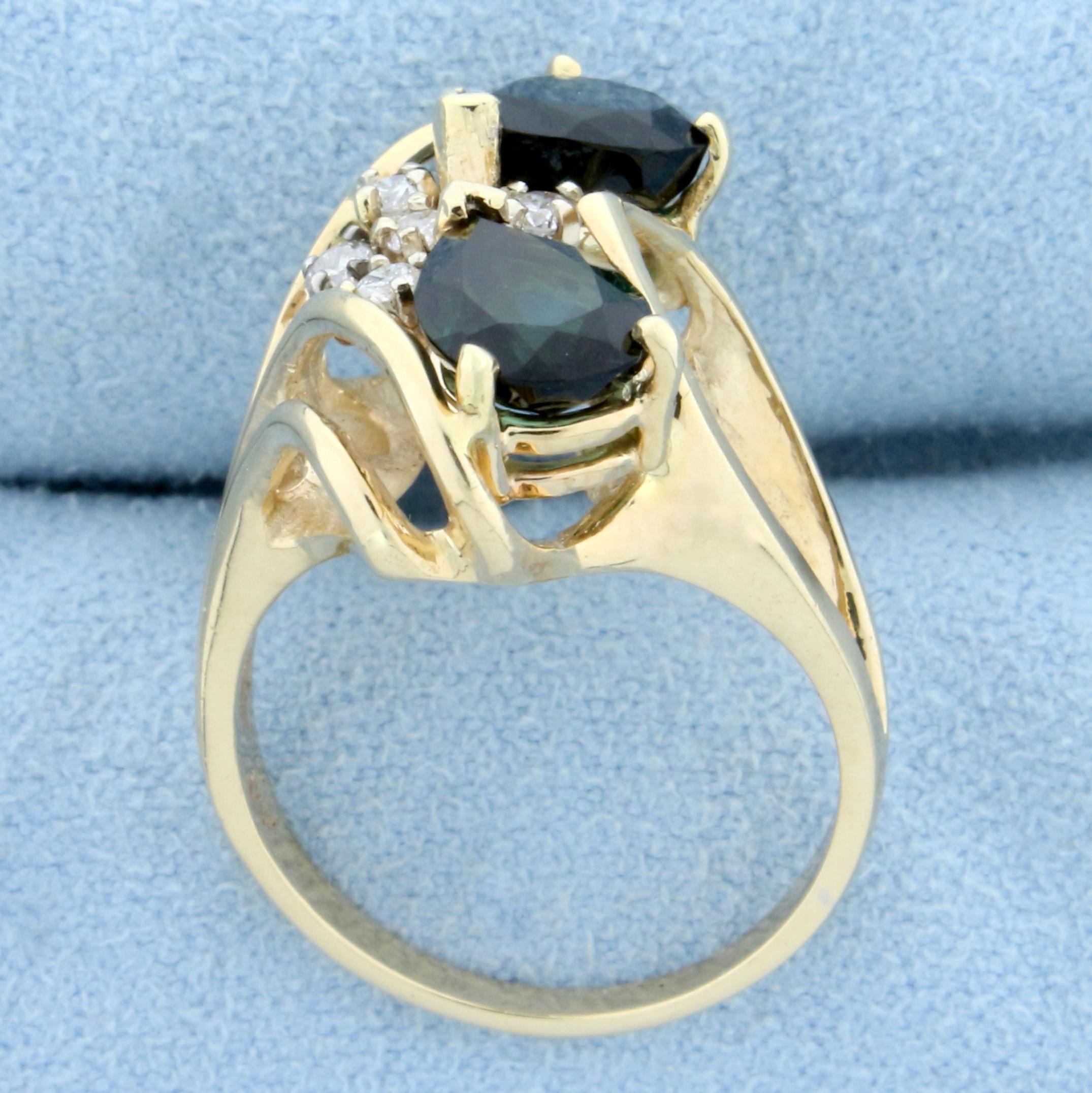 Over 2ct Chrome Tourmaline And Diamond Ring In 14k Yellow Gold