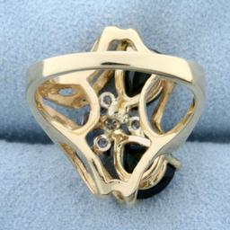 Over 2ct Chrome Tourmaline And Diamond Ring In 14k Yellow Gold