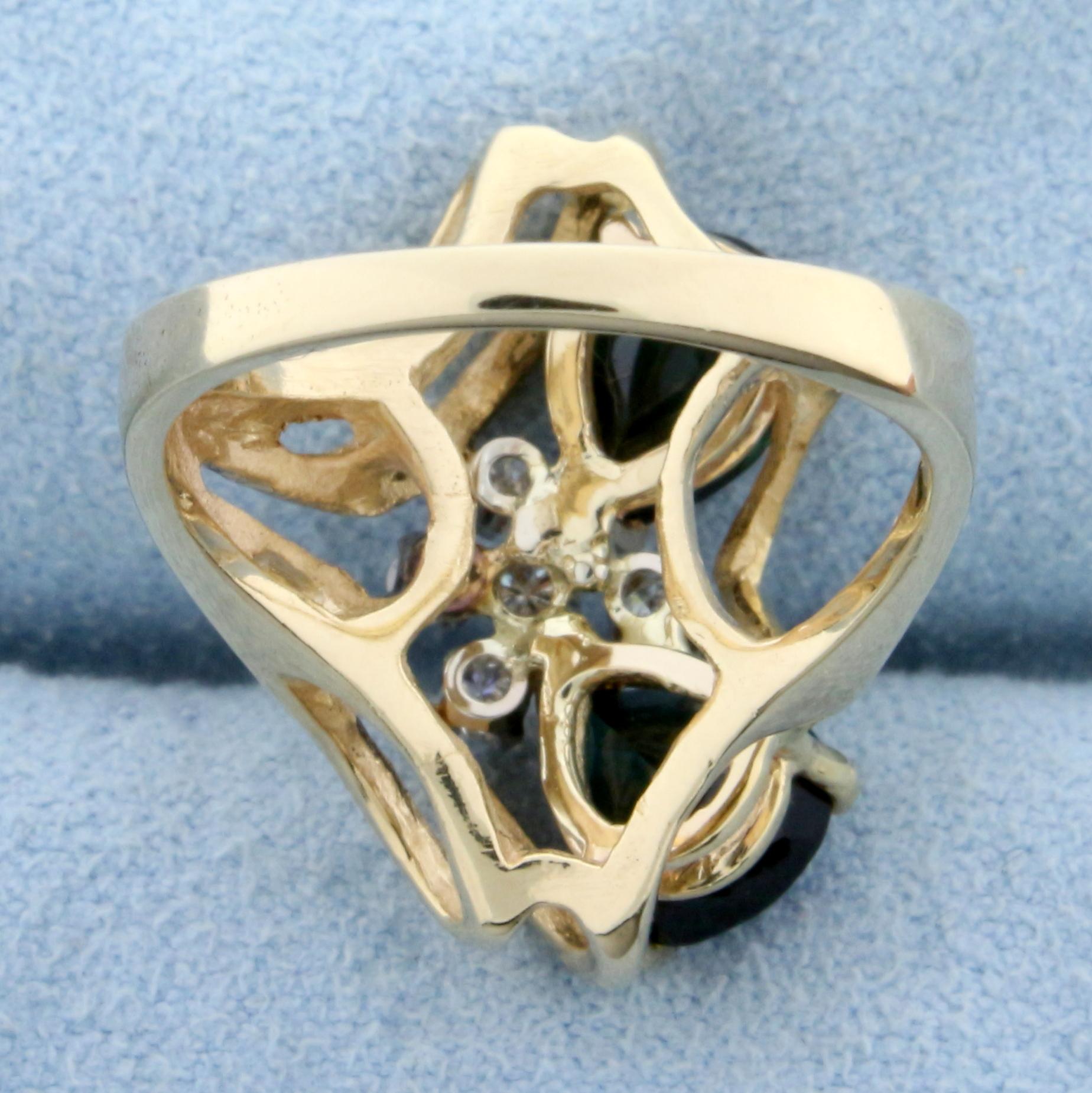 Over 2ct Chrome Tourmaline And Diamond Ring In 14k Yellow Gold