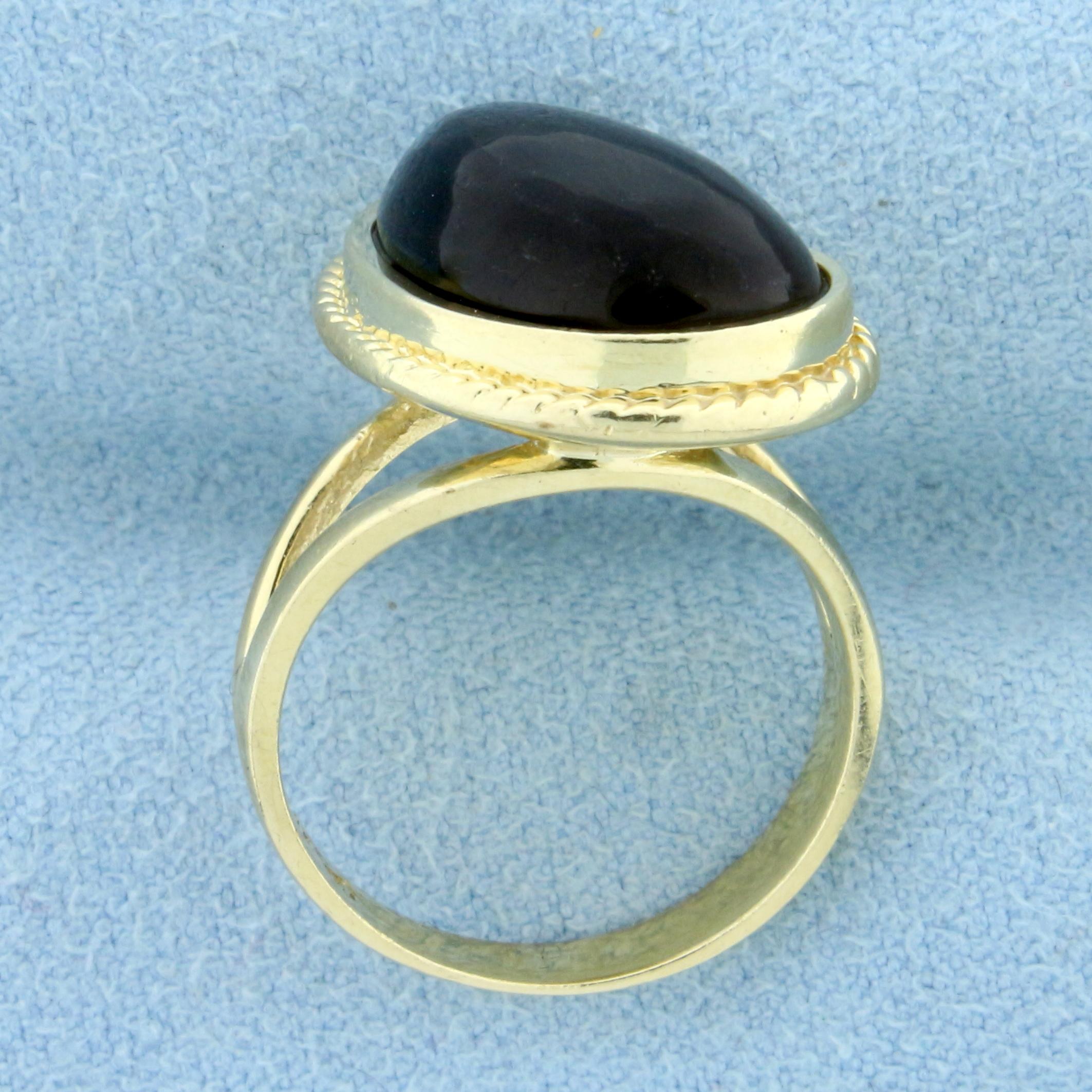 Unique Smoky Topaz Abstract Design Ring In 14k Yellow Gold