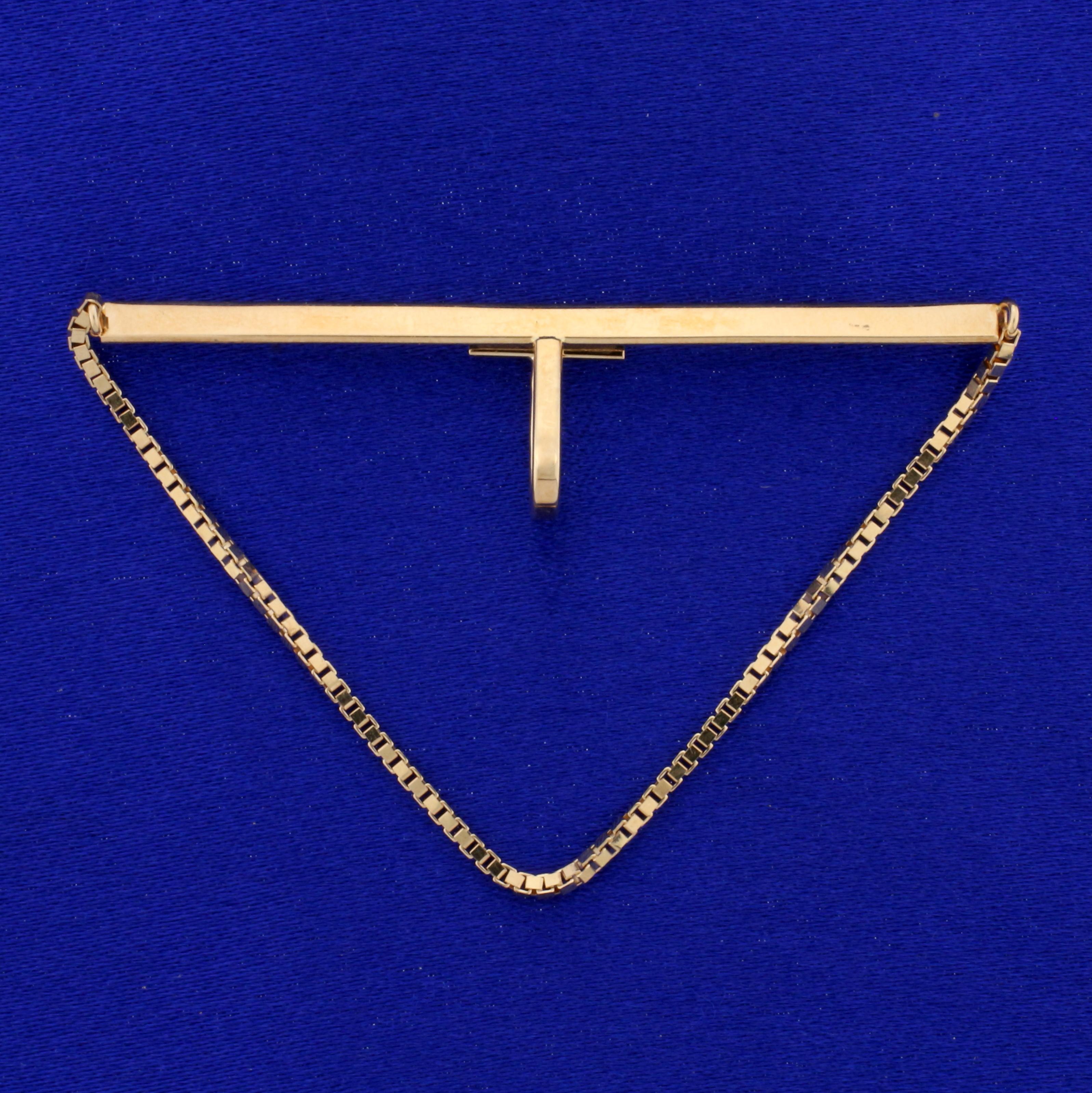 Vintage Tie Bar And Chain In 14k Rose Gold