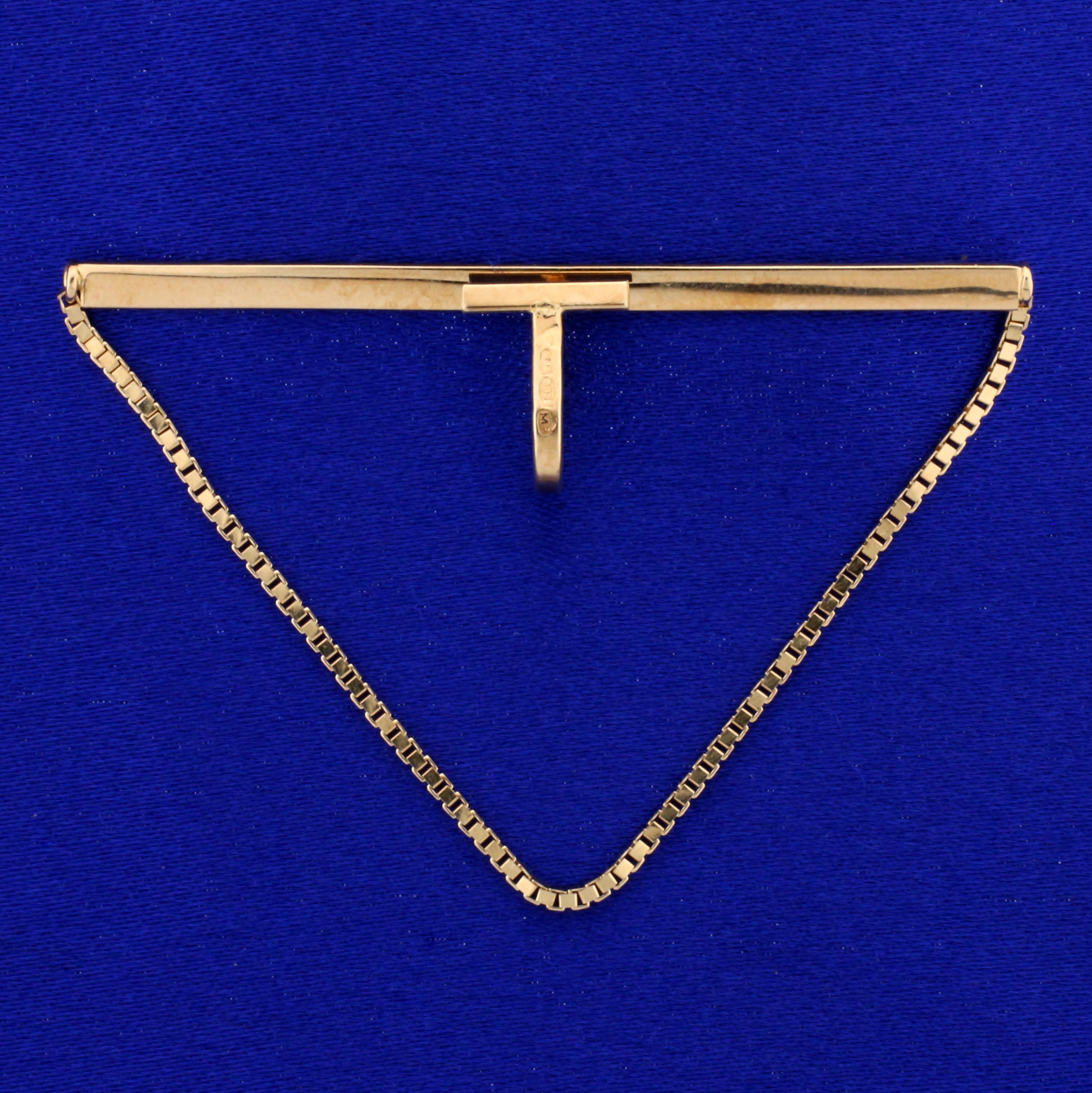 Vintage Tie Bar And Chain In 14k Rose Gold