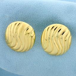 Large Wave Design Statement Earrings In 14k Yellow Gold