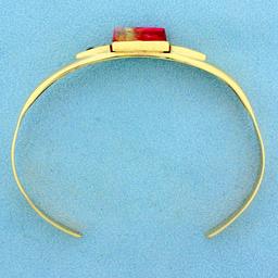 Designer Morganite And Diamond Bangle Bracelet In 14k Yellow Gold