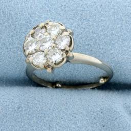 1ct Tw Diamond Vintage Cluster Ring In 14k White Gold