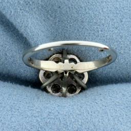 1ct Tw Diamond Vintage Cluster Ring In 14k White Gold