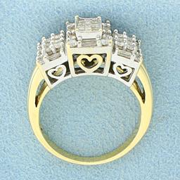 1ct Tw Diamond Invisible Set Engagement Ring In 14k Yellow And White Gold
