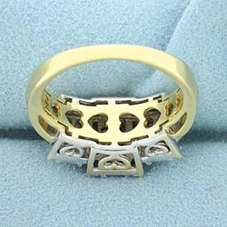 1ct Tw Diamond Invisible Set Engagement Ring In 14k Yellow And White Gold